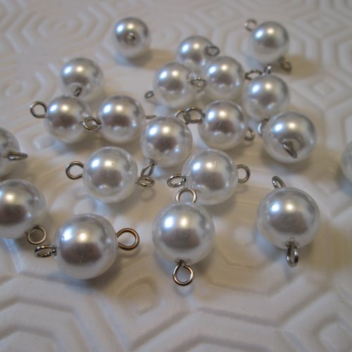 20 connecteurs perle blanche 15x10 mm acrylique