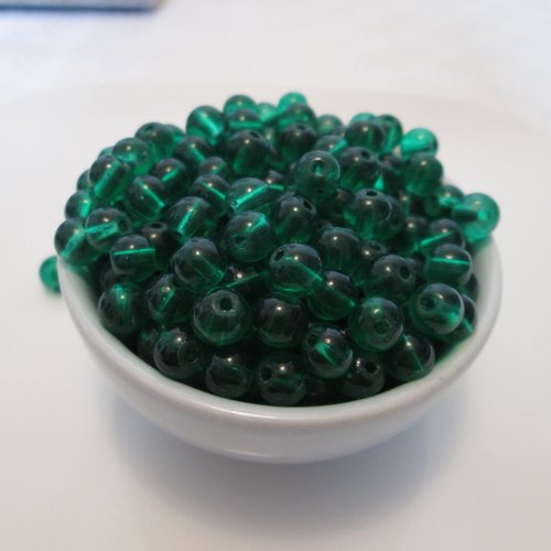 50 perles vertes rondes 6mm en verre
