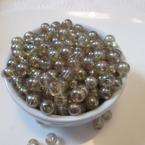 10 perles brun clair rondes 6mm en verre