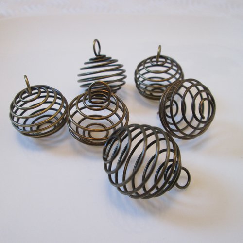 17 perle cage 15 mm métal couleur bronze