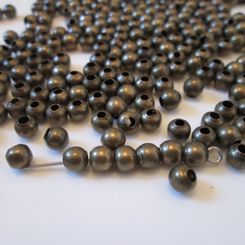 10 perles bille 5 mm métal couleur bronze