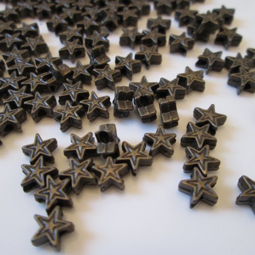 10 perles étoile 6 mm métal couleur bronze
