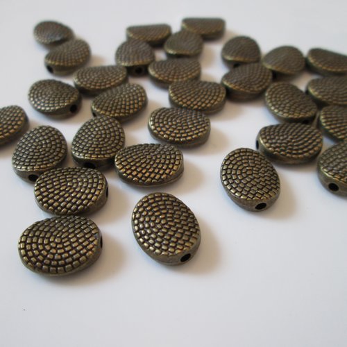 10 perles palet ovale 10 mm métal couleur bronze