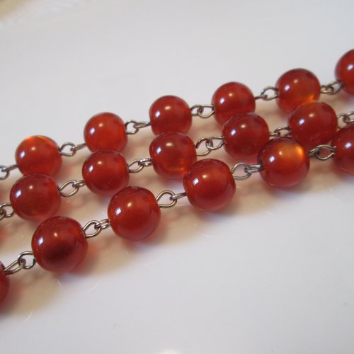 60 cm chaine de perles oranges 10 mm acrylique translucide
