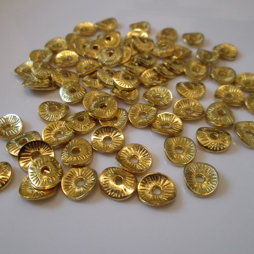 10 perles rondelle 9 mm en métal doré