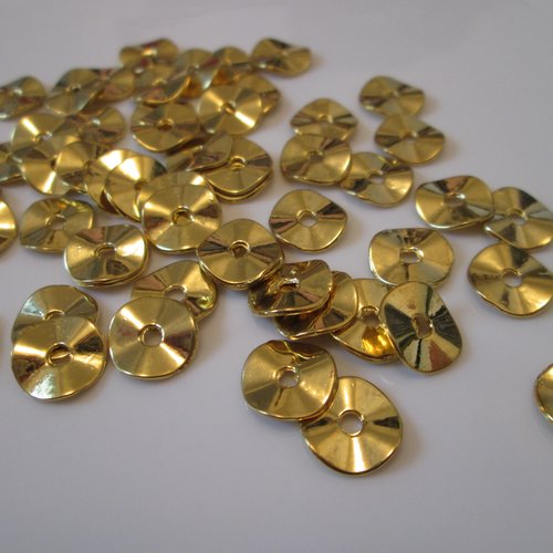 10 perles rondelle lisse 9 mm en métal doré