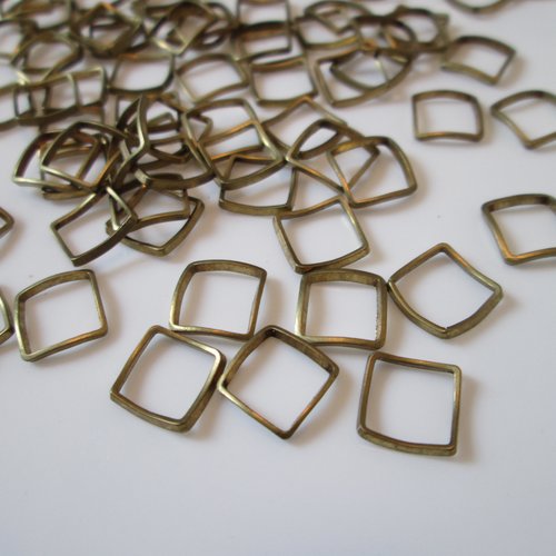 10 connecteurs carré évidé 8x8 mm en métal couleur bronze