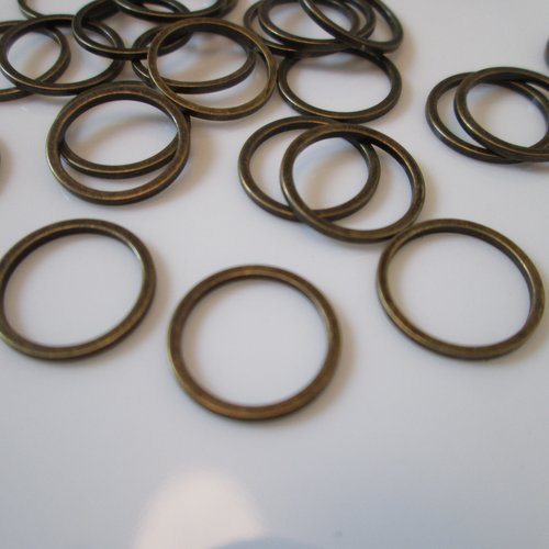 10 connecteurs anneau 11 mm en métal couleur bronze