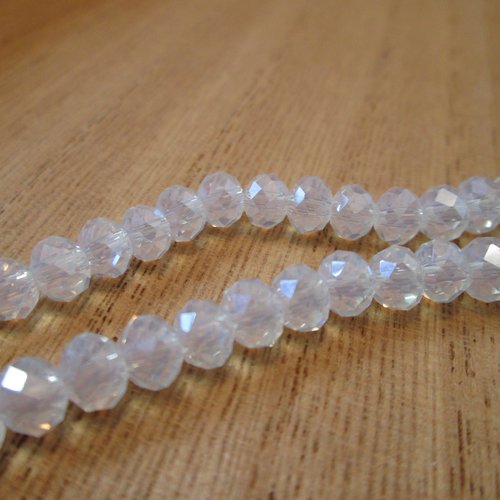 10 perles abaque facettes 6x4 mm en verre transparent