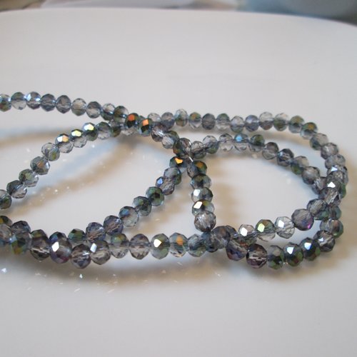 139 perles abaque facettes 3 mm en verre gris ab