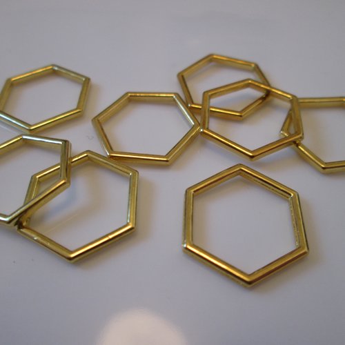 2 connecteurs hexagone 17x15 mm en métal doré or
