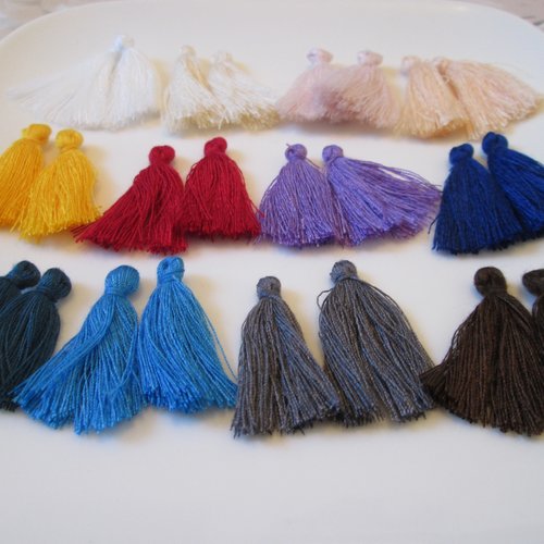 24 pompons coton 3cm 12 couleurs