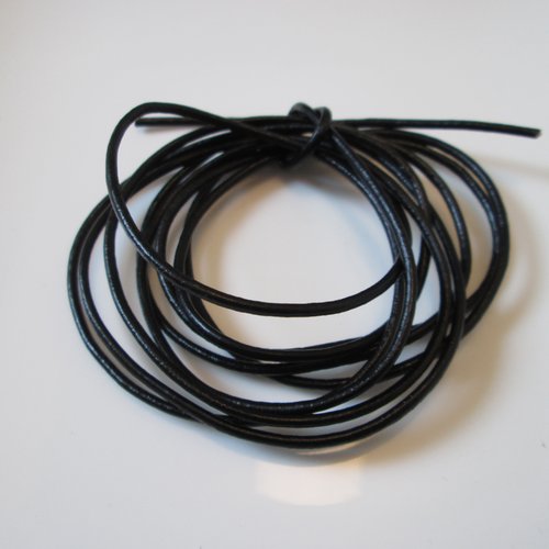 2 mètre cordon en cuir noir 2mm
