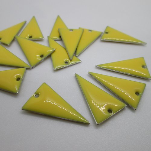 2 breloques sequin émaillé 23x13 triangle jaune