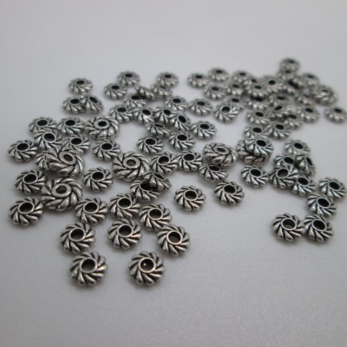 10 perles hélice en métal argenté 5mm