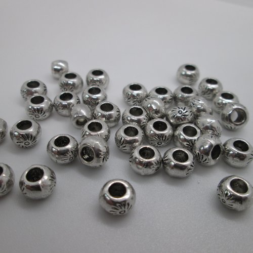 10 perles anneau soleil en métal argenté 6 mm
