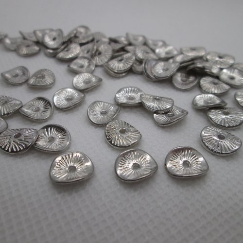 10 perles rondelle en métal argenté 10 mm