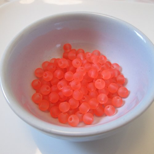 10 perles rondes melon givré 4 mm en verre