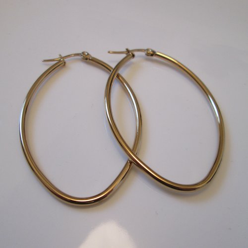 Support boucle d'oreille en acier inoxydable doré 50 mm ovale