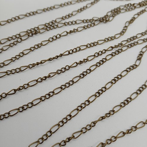 50 cm chaîne figaro en métal couleur bronze maillon 5mm