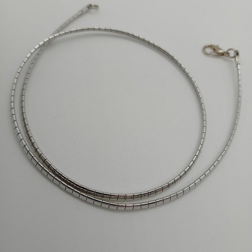 46 cm base de collier maillon serpent plat métal argenté foncé