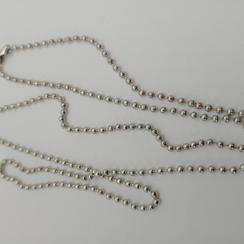 60 cm base de collier sautoir bille métal argenté foncé