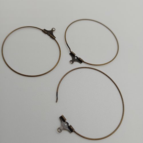 2 support boucle d'oreille créole 38x35 mm bronze 1 paire