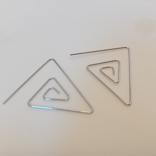 2 support boucle d'oreille triangle métal argenté
