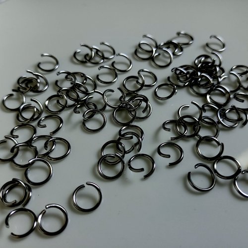 10 anneaux en acier inoxydable 8x1 mm argenté