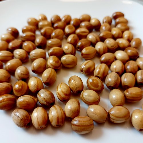 10 perles olive en bois de pin non teint 10x8 mm