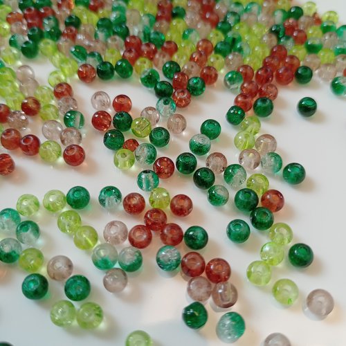 30 perles rondes couleurs assorties 4 mm en verre