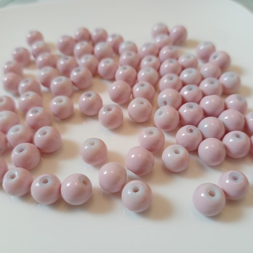 10 perles rondes opaque rose argileux 8 mm en verre