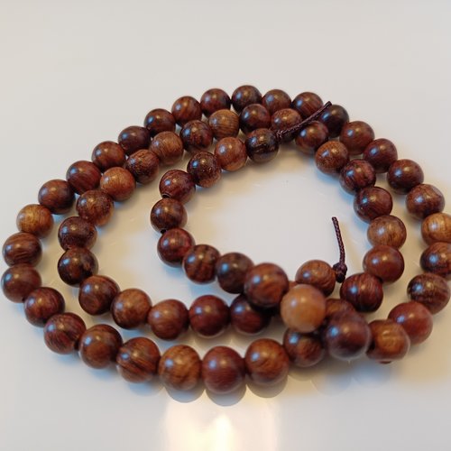 10 perles en bois de palissandre 6 mm couleur du bois naturel