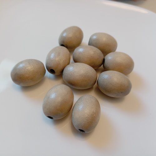 10 perles olive 20x15 mm bois de hêtre