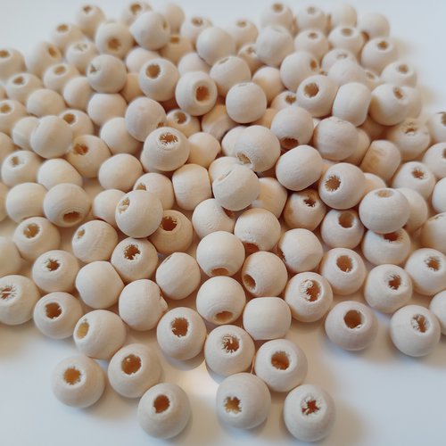 100 perles en bois de cyprès brut 8mm