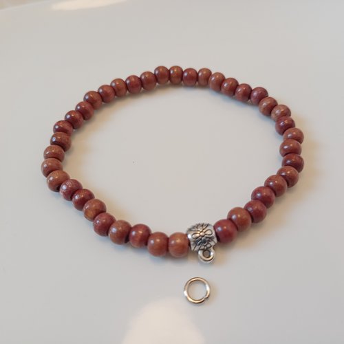 17 cm base de bracelet perles en bois et bélière