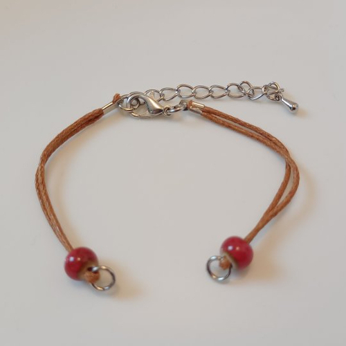 Base de bracelet coton ciré caramel et perles céramique
