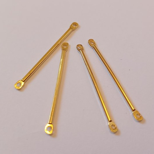 2 connecteurs bâton baguette barre 30x2 mm métal doré