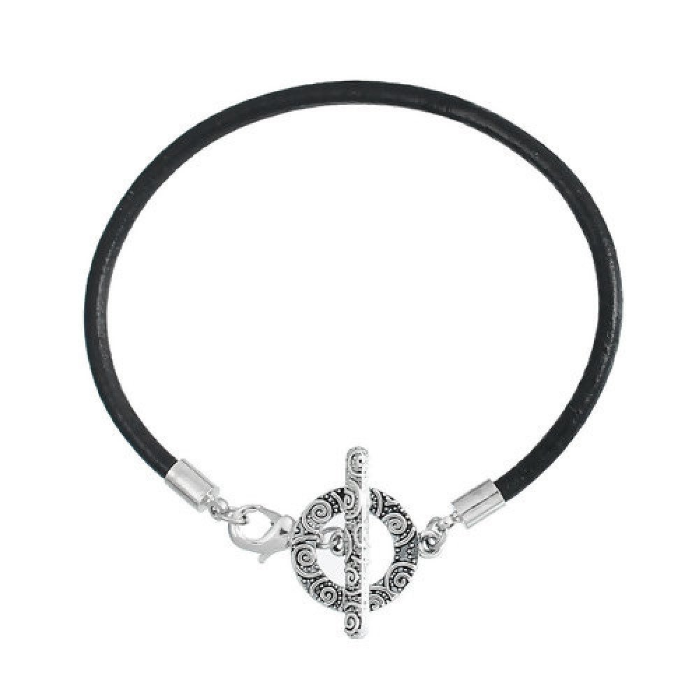 Bracelet cuir rond et fermoir toggle