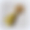 1 montage connecteur pendentif, pompon frange en coton vert olive, doré, anneau, métal doré 54x22mm