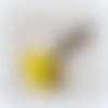 1 montage connecteur torsadé, perle fleur jaune, perle, métal argenté 34x12mm