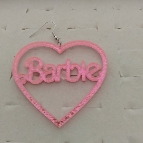 Grandes boucles d'oreilles barbie roses en acrylique scintillant en forme de coeur,