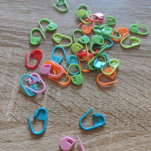 Lot de 5 anneaux marqueurs de mailles en plastique de couleur,