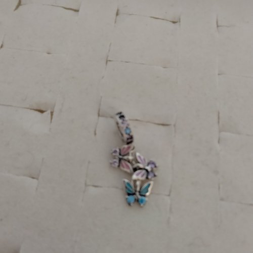 Breloques charms pendentif  papillon en argent regardé 925 et zircon
