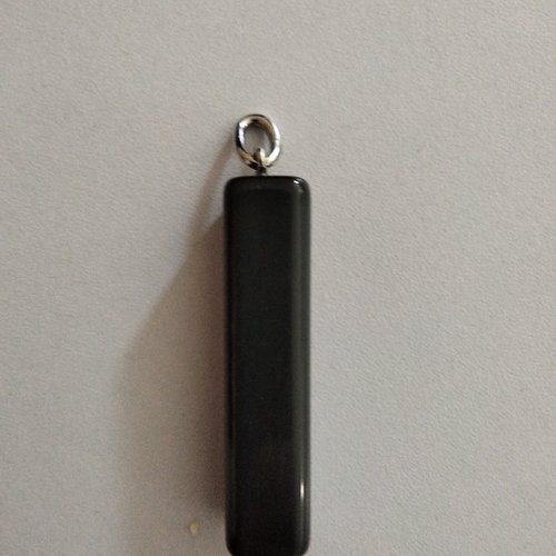 Breloque pendentif pièce prisme rectangulaire grise en céramique