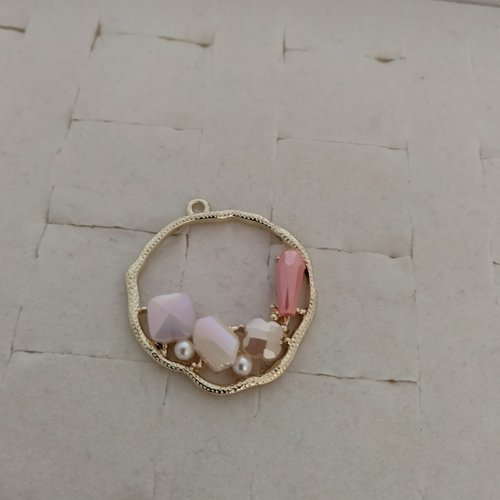 Pendentif ou boucles d'oreilles en plaqué or 14k rond creux en alliage de perles de cristal,
