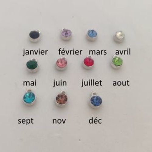 Pierre de naissance pendentif breloque connecteur en  argent 925 en cristal 10x7mm