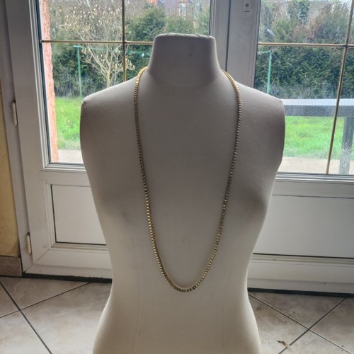 Collier sautoir vénitien, en acier doré , 4 x 3 mm , 98cm