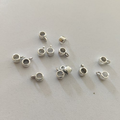 5 perles connecteurs bélière en acier inoxydable argent