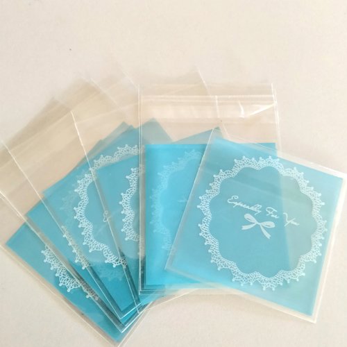 10 mini pochettes sachets cadeaux transparents 6.9x7cm dentelles
